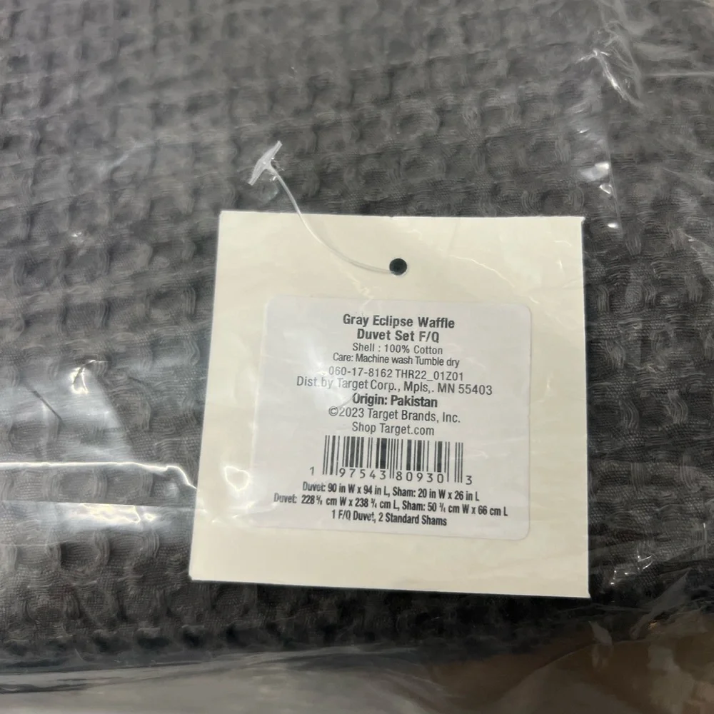 Threshold Gray Waffle-Textured Duvet Cover